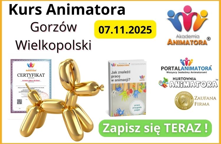 Kurs Animatora Zabaw Gorzów Wielkopolski – 07.11.2025 – Kurs Stacjonarny by Akademia Animatora