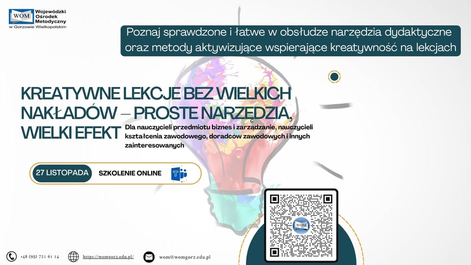 Kreatywne lekcje bez wielkich nakładów – proste narzędzia, wielki efekt! – szkolenie online