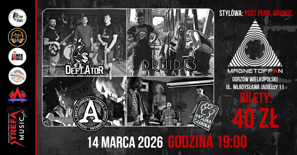 Punkowo-Grungowy gig: Druides+Nita i przyaciele+Jadzia i dzieci puszkina+Deflator
