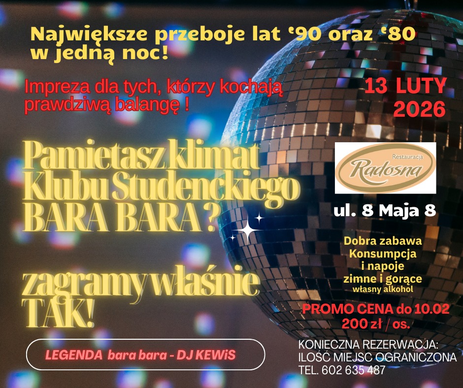Karnawałowa NOC a’la BARA BARA Student Klub