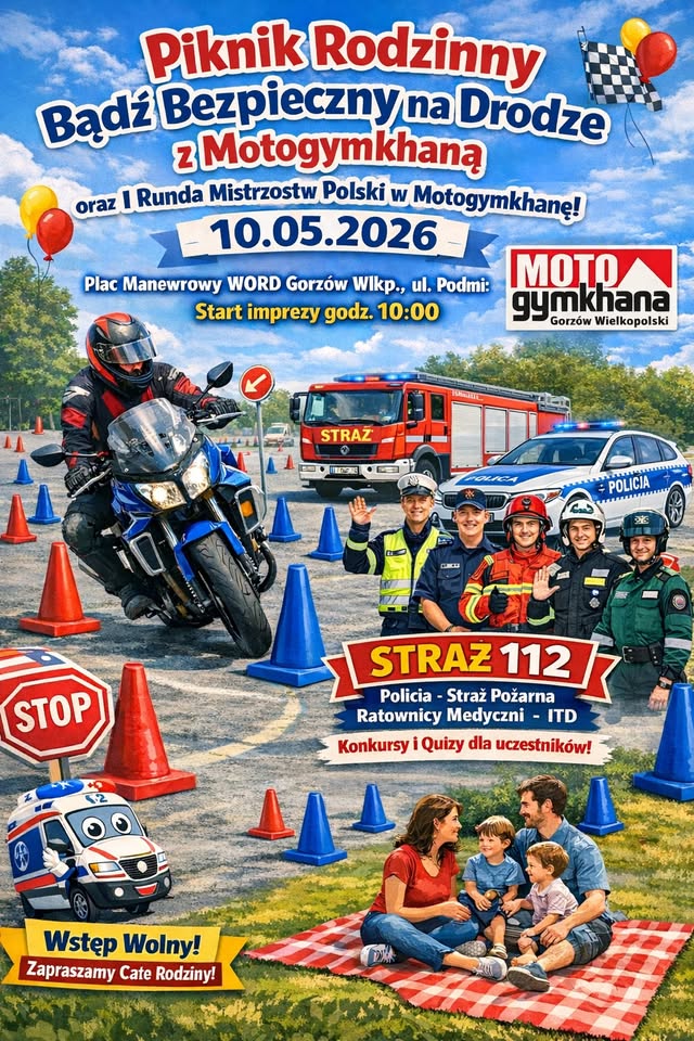 Totalny odlot piknikowy – „Piknik Rodzinny Bądź Bezpieczny na Drodze z Motogymkhaną”