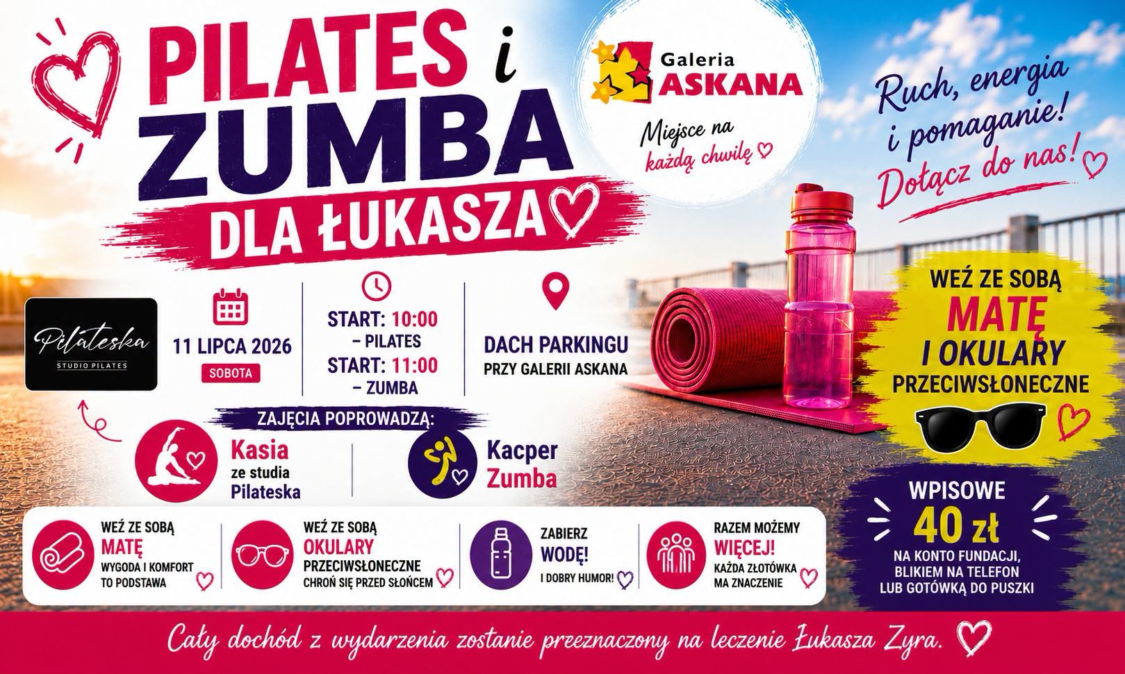 Pilates i zumba dla Łukasza Askana na dachu parkingu